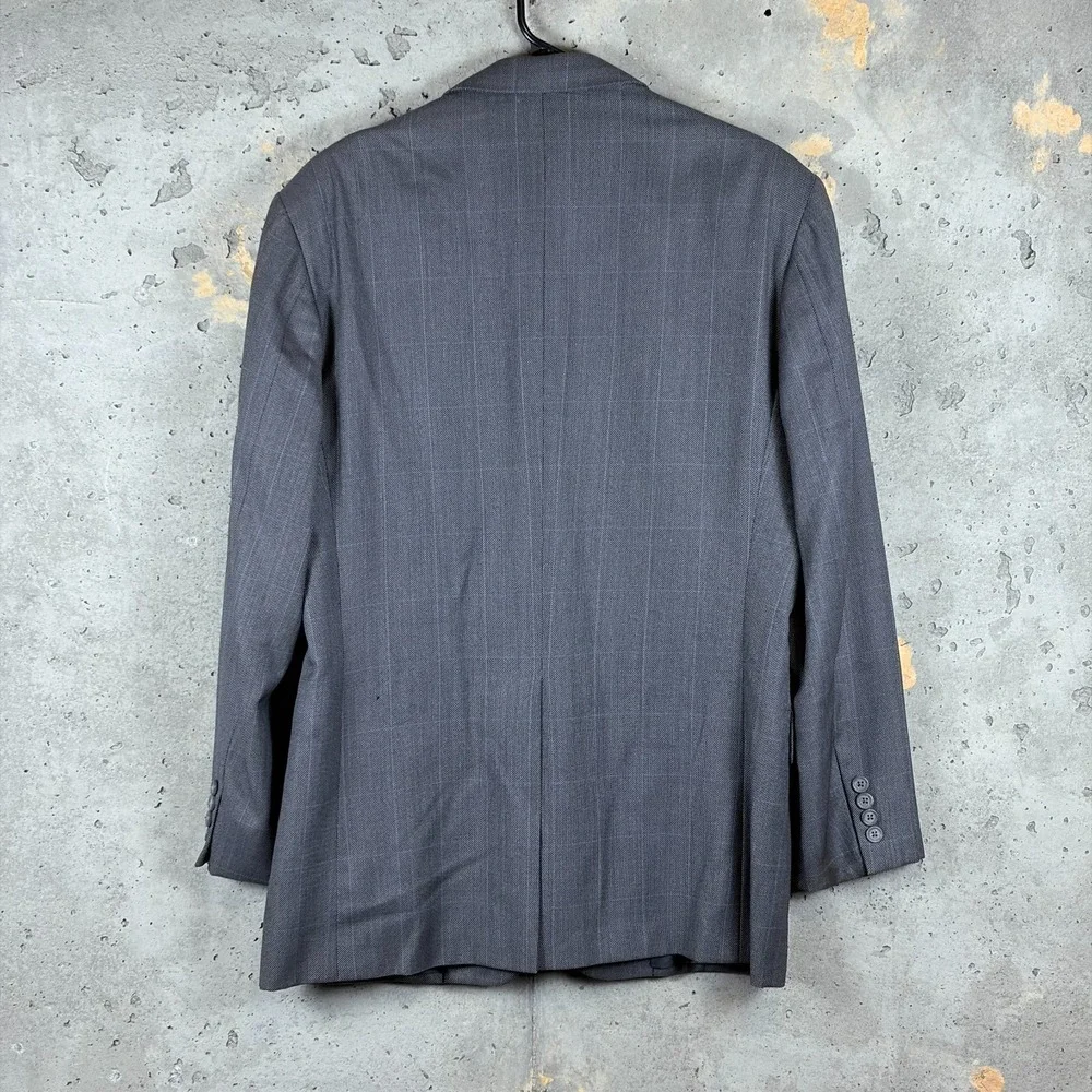 Hickey Freeman Mens 40R Gray Check Wool Blazer Jacket Canterbury Single Breasted